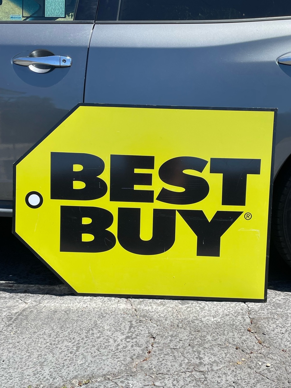 HUGE Vtg Best Buy 90s Y2K Original Store Advertisement Yellow Tag Sign 43x32.25”